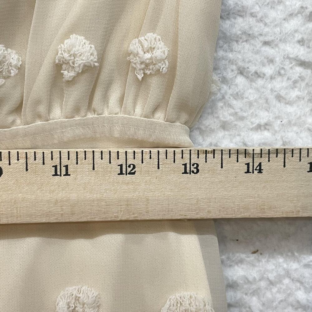 Lulus Dress Womens Extra Small Cream Long Sleeve Swiss Dot Lace Boho Mini Party - Picture 12 of 14